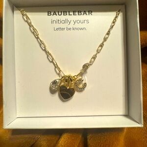 BaubleBar Gold Charm Necklace with Heart and Crystal Accents